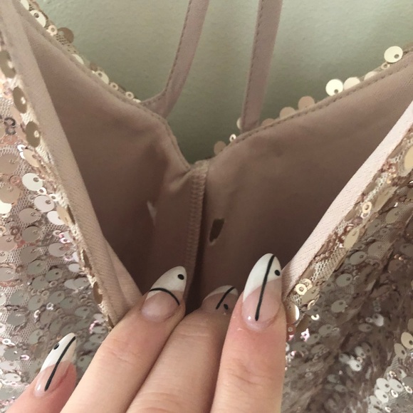 Champagne Gold Sequin Short Dance Party Dress - Picture 8 of 8